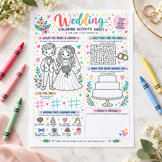 Huwelijk kleuractiviteitenblad (Wedding Coloring Activity Sheet
)