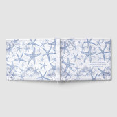 Huwelijk Kustster Vis Blauw en Wit Monogram Gastenboek (Volledig)