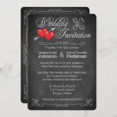 Huwelijk | Liefde harten, scrollen | Chalkboard Kaart (Voorkant / Achterkant)