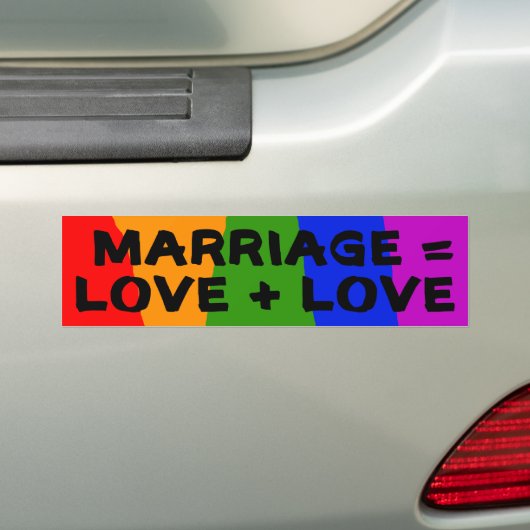 huwelijk = liefde + liefdessticker bumpersticker (Op auto)