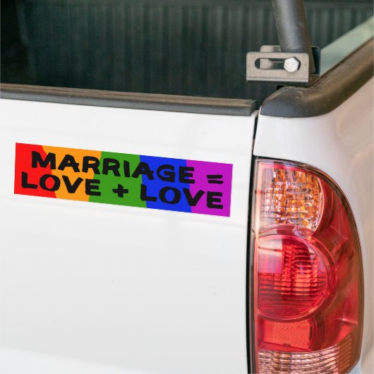 huwelijk = liefde + liefdessticker bumpersticker (Op Truck)