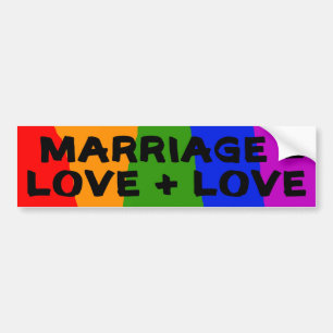 huwelijk = liefde + liefdessticker bumpersticker