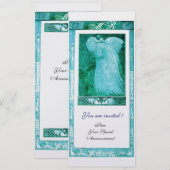 Huwelijk Liefde Pauw Monogram Blauw Wit Parel Kaart (Voorkant / Achterkant)