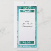 Huwelijk Liefde Pauw Monogram Blauw Wit Parel Kaart (Achterkant)