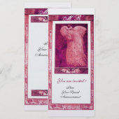 Huwelijk LIEFDE PAUW MONOGRAM Roze Witte Parel Kaart (Voorkant / Achterkant)