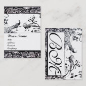 Huwelijk LIEFDESVOGELS MONOGRAM, zwart en wit Visitekaartje (Voorkant / Achterkant)