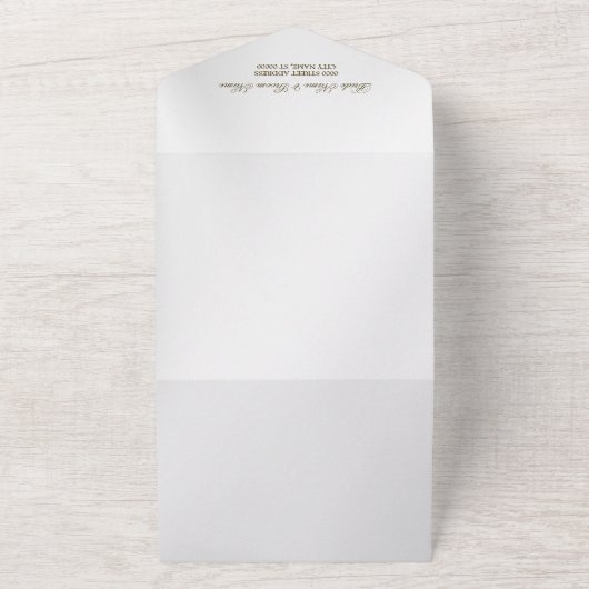 Huwelijk Marine Blauw Wit Gouden Bloemen Zilver All In One Uitnodiging (Buitenkant)