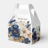 Huwelijk Marine Blauw Wit Gouden Bloemen Zilver Bedankdoosjes (Achterkant)