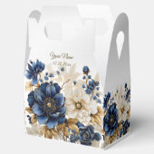 Huwelijk Marine Blauw Wit Gouden Bloemen Zilver Bedankdoosjes (Geopend)