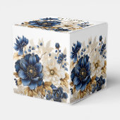 Huwelijk Marine Blauw Wit Gouden Bloemen Zilver Bedankdoosjes (Achterkant)