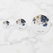 Huwelijk Marine Blauw Wit Gouden Bloemen Zilver Confetti (Achterkanten)