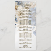 Huwelijk Marine Blauw Wit Gouden Bloemen Zilver Programmakaart (Achterkant)