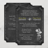 Huwelijk | Mason Jar, Flowers, Chalkboard 3 Kaart (Voorkant / Achterkant)