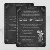 Huwelijk | Mason Jar, Flowers, Scroll | Chalkboard Kaart (Voorkant / Achterkant)