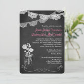 Huwelijk | Mason Jar, Lace Bunting | Chalkboard 3 Kaart (Staand voorkant)