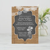 Huwelijk | Mason Jar, Lace, Burlap | Chalkboard Kaart (Staand voorkant)