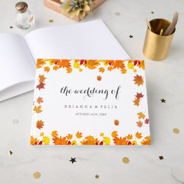 Huwelijk met herfstbladeren in landelijke stijl gastenboek