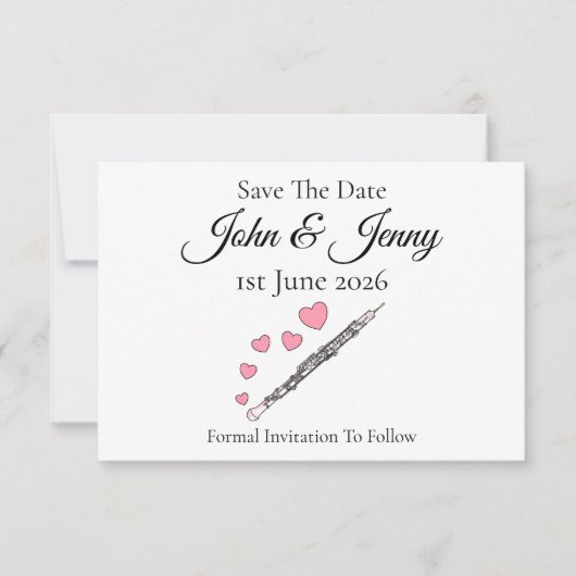 Huwelijk met hobomuzikant Bewaar de datum (Voorkant)