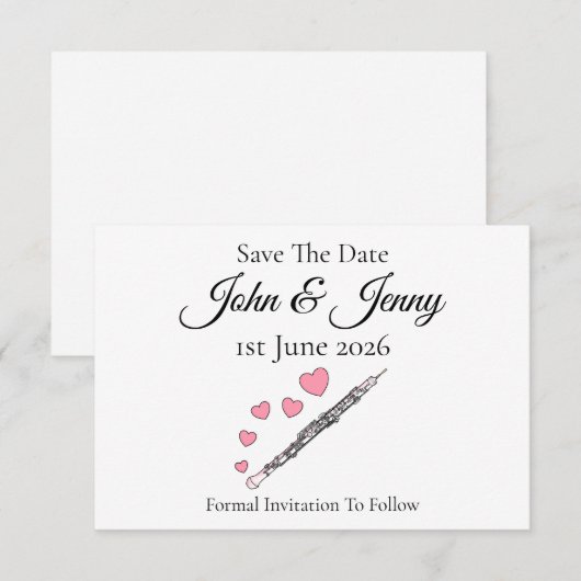 Huwelijk met hobomuzikant Bewaar de datum (Voorkant / Achterkant)