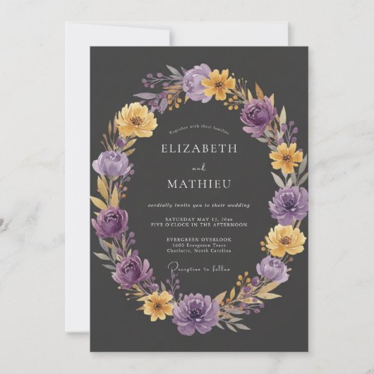 Huwelijk met houtskool Amethyst Ranunculus Eucalyp Kaart (Voorkant)