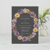 Huwelijk met houtskool Amethyst Ranunculus Eucalyp Kaart (Staand voorkant)