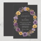 Huwelijk met houtskool Amethyst Ranunculus Eucalyp Kaart (Voorkant / Achterkant)