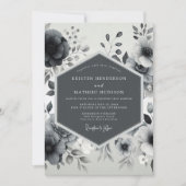 Huwelijk met Houtskool Bloemige Romance Kaart (Voorkant)