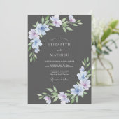 Huwelijk met Houtskool Violet Bloemblad Kaart (Staand voorkant)