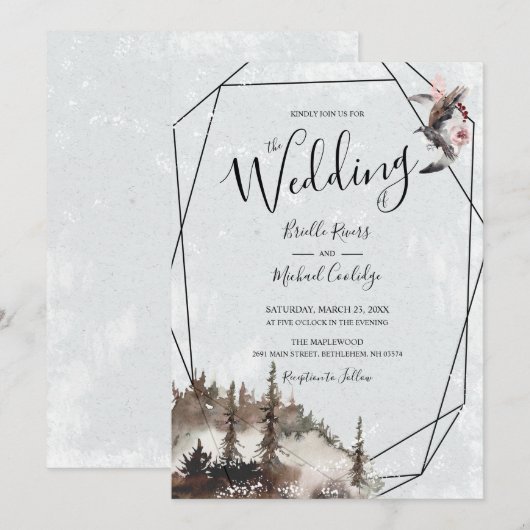 Huwelijk met raaf, bos en halve maan kaart (Voorkant / Achterkant)