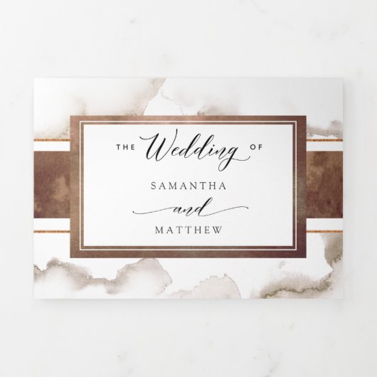 Huwelijk met RSVP, Foto, Earth Tones Waterverf Drieluik Uitnodiging (Cover)