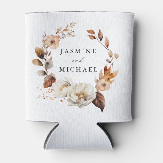 Huwelijk met rustieke herfstbloemen blikjeskoeler (Voorkant)
