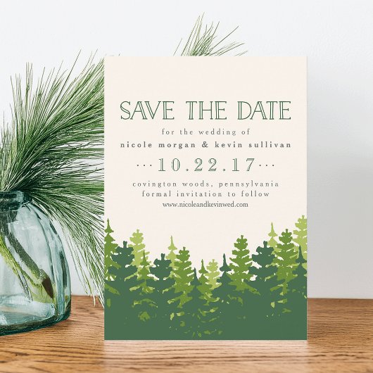 Huwelijk met Ruwe Pijnbomen Save The Date