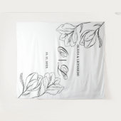 Huwelijk Minimale zwart-wit bloemenachtergrond Wandkleed (Voorkant (horizontaal))