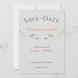 Huwelijk Minimalist Chic Grey Floral Save The Date