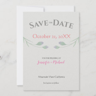 Huwelijk Minimalist Chic Grey Floral Save The Date