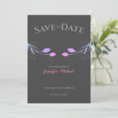 Huwelijk Minimalist Chic Grey Floral Save The Date (Staand voorkant)