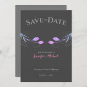 Huwelijk Minimalist Chic Grey Floral Save The Date (Voorkant / Achterkant)
