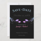 Huwelijk Minimalist Chic Zwart Bloemen Save The Date (Voorkant)
