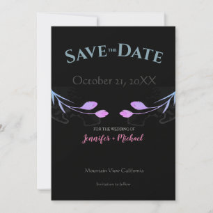 Huwelijk Minimalist Chic Zwart Bloemen Save The Date
