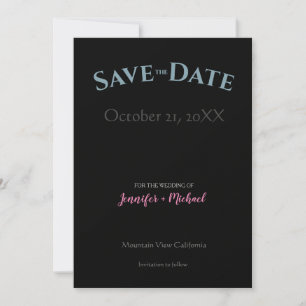 Huwelijk Minimalistisch Modern Chic Zwart Save The Date