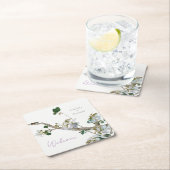 Huwelijk minimalistische kalligrafie bloemenlithog kartonnen onderzetters (Insitu)