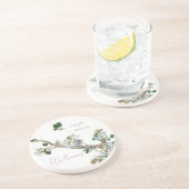 Huwelijk minimalistische kalligrafie bloemenlithog zandsteen onderzetter (Zijkant)