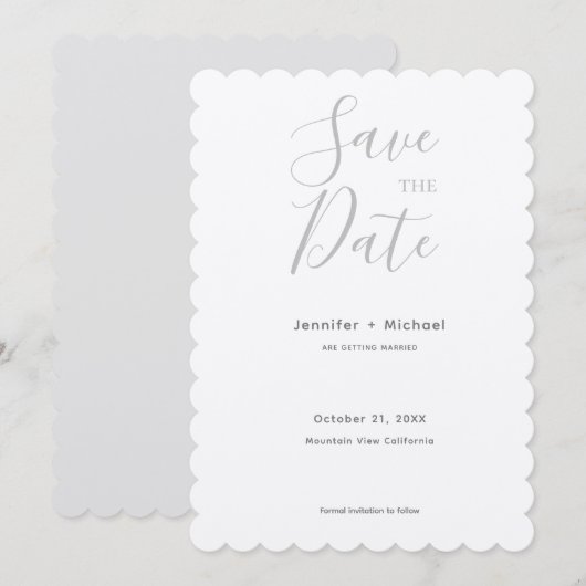 Huwelijk Minimalistische kalligrafie Champagne Save The Date (Voorkant / Achterkant)