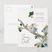 Huwelijk Minimalistische kalligrafie Floral Briefkaart (Voorkant / Achterkant)