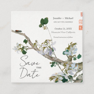 Huwelijk Minimalistische kalligrafie Floral Informatiekaartje