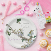 Huwelijk Minimalistische kalligrafie Floral Papieren Bordje (Feest)