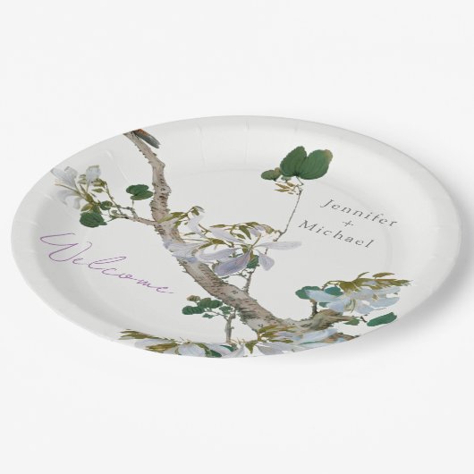 Huwelijk Minimalistische kalligrafie Floral Papieren Bordje (Gekanteld)