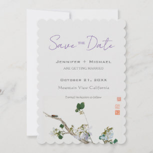Huwelijk Minimalistische kalligrafie Floral Save The Date