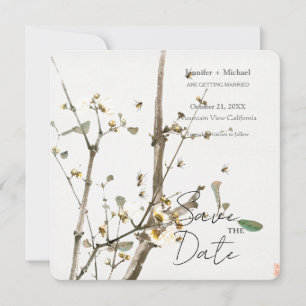 Huwelijk Minimalistische kalligrafie Floral Save The Date