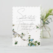 Huwelijk Minimalistische kalligrafie Floral Save The Date (Staand voorkant)